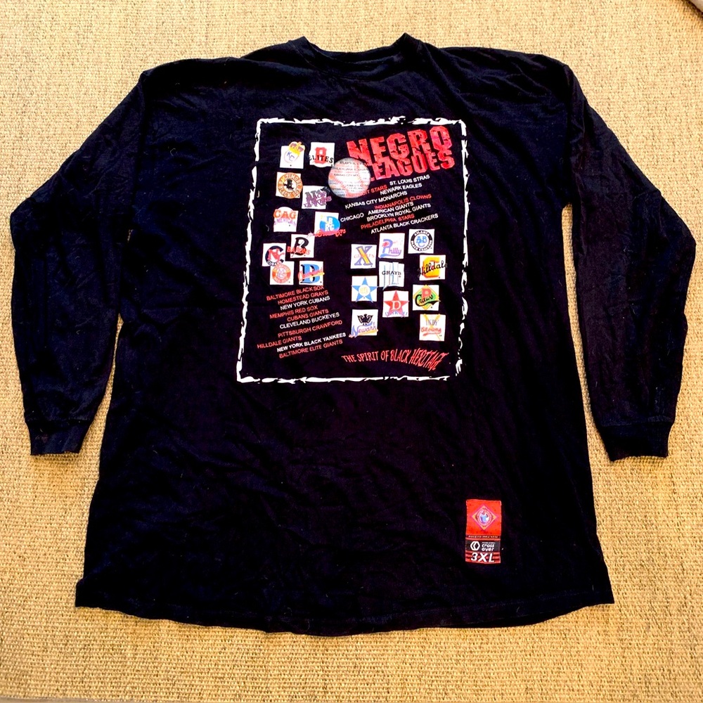 VINTAGE Cross Over Negro Leagues Baseball Long Sleeve Shirt Adult 3XL Black